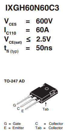 IXGH60N60C3 datasheet IXGH60N60C3 datasheet