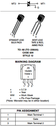 Z0109MA datasheet Z0109MA datasheet